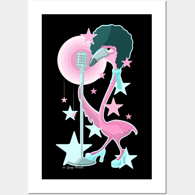 mrs.Fannie flamingo pop star / blue edition Wall Art by mr.Lenny Loves ...